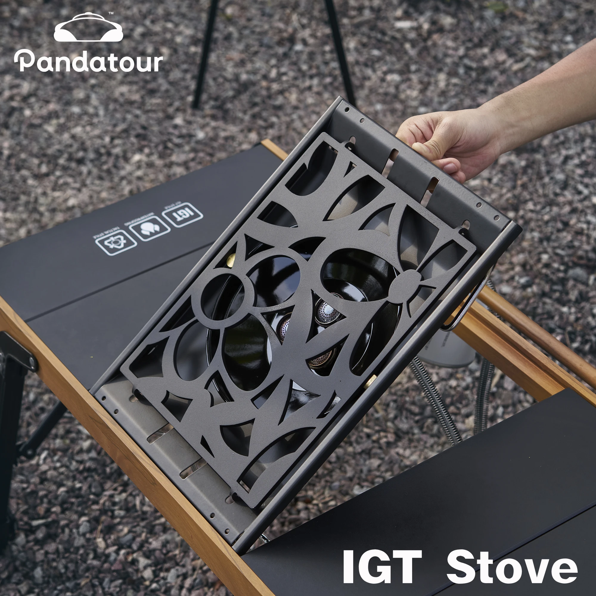 Pandatour IGT Outdoor-Campingkocher, hohe Feuerkraft, zusammenklappbar, One-Touch, One-Lick, Ignite IGT-Herd, Erholung, Picknick-Ofen Image