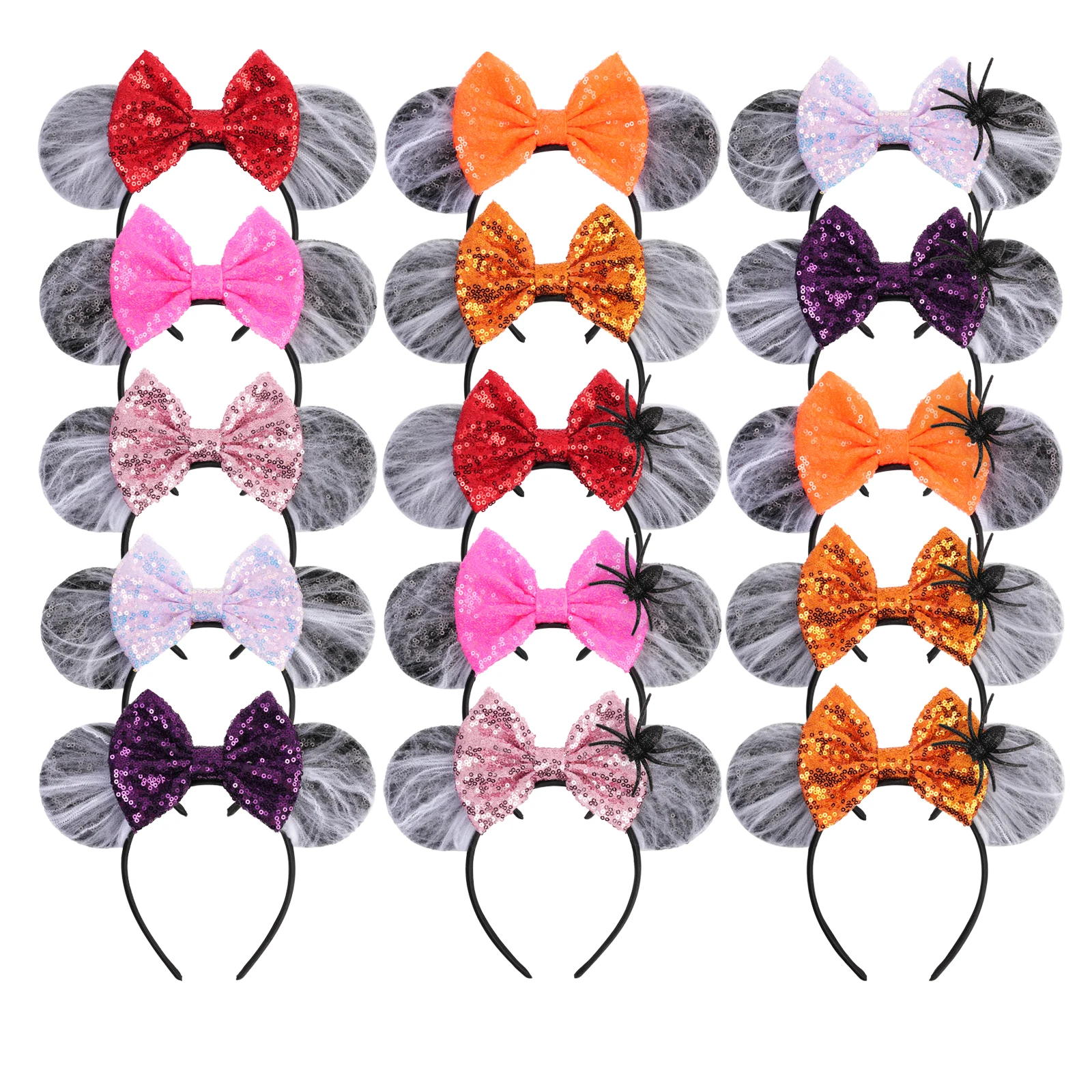 2025 Disney Halloween Spinne Maus Ohren Stirnband Pailletten 5 "Bogen Haarband Für Frauen Festival Party DIY Haar Zubehör Boutique Image