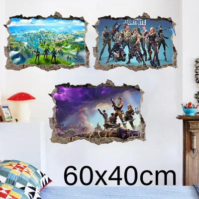 Game Fortnited 3D-Aufkleber, Charaktere, periphere Wand, geklebt, für Jungenzimmer, Dekoration, selbstklebende PVC-Aufkleber, Zubehör Image