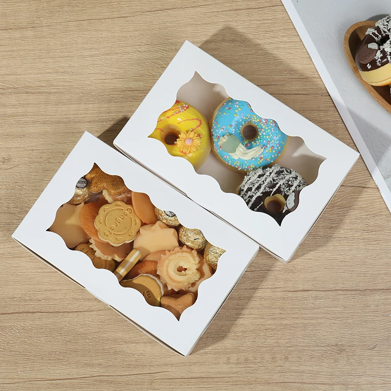 5 Stück elegante Kraftpapierboxen mit durchsichtigen Fenstern, Dessert-Schmuck, Geschenkverpackung, Hochzeit, Geburtstage, Party, Heimgebrauch, Urlaubsversorgung Image