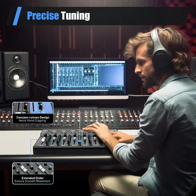 Digitaler Audiomixer – Bluetooth- und USB-Verbindung, Live-Studio- und DJ-Mischung, Stereokanalmischung, Musikkonsole, praktische Aufnahme Image