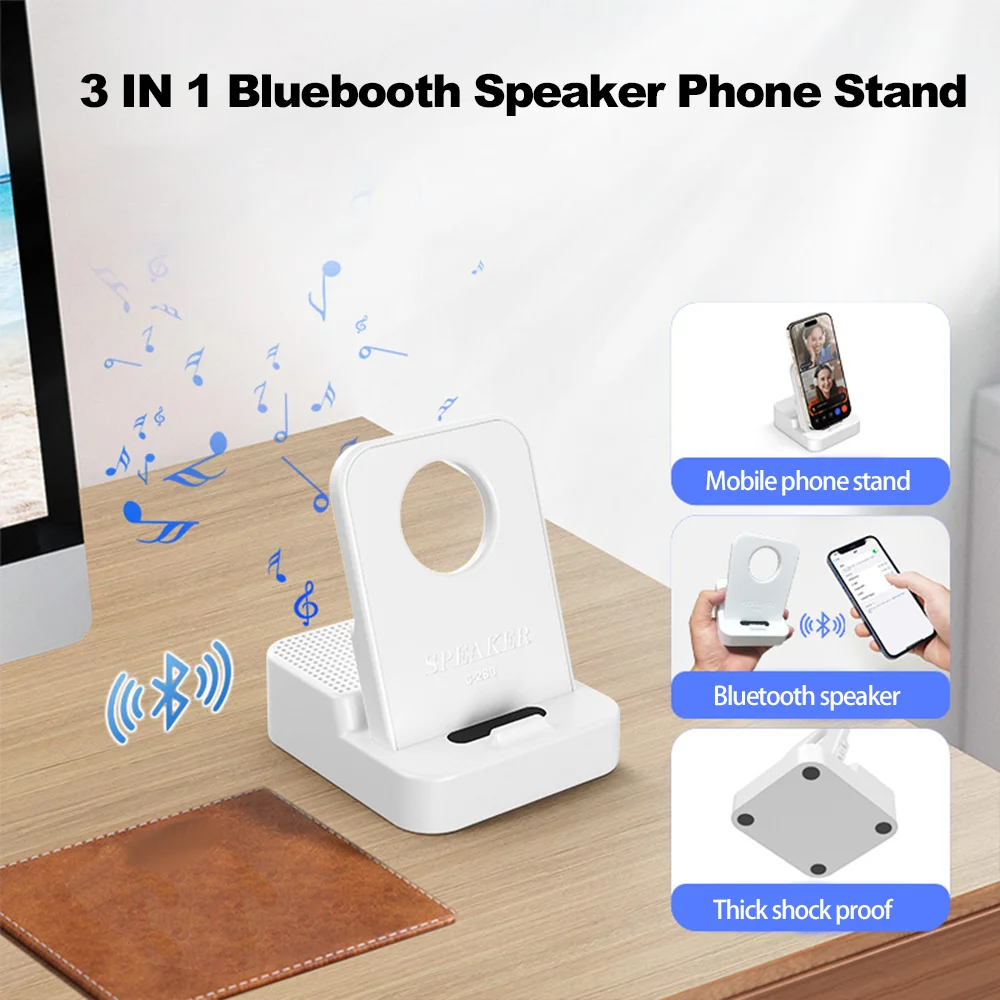 Haomuren Bluetooth-Lautsprecher, Telefonständer, kabelloser Induktionslautsprecher, Handyhalter für iPhone und Android, Induktionswiedergabe