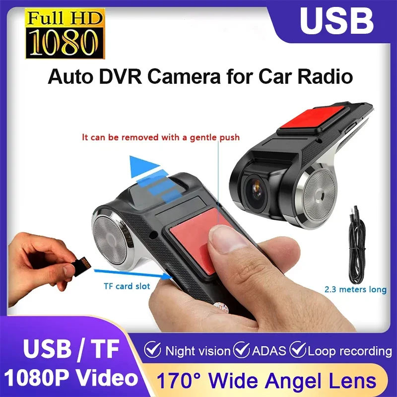USB HD 1080P Auto Dash Cam 170 Grad Weitwinkel Auto Kamera Recorder Vorne ADAS Dashcam Android DVR Auto recorder Nacht Version Image