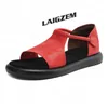 LAIGZEM Frauen Sandalen Aus Echtem Leder Offene spitze Sommer Prom Party Plattform 2,5 CM Flache Heels Pumps Ladies Schuhe Frau Größe 36 40