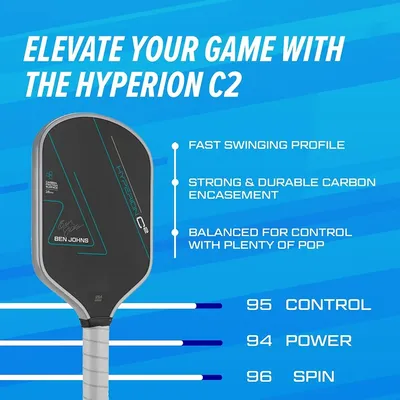 USAPA Approved Ben Johns Hyperion C2 CFS 16mm Thermoforming 3 Layer T700 Raw Carbon Fiber Pickleball