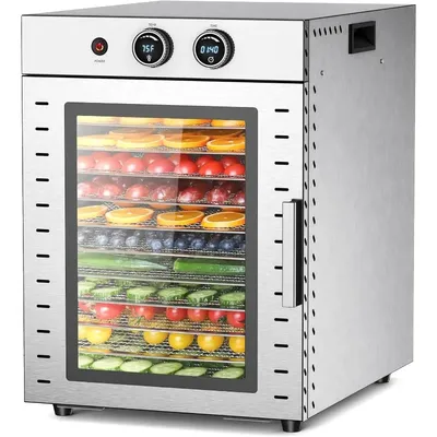Food Dehydrator for Jerky, Fruit, Meat, Herbs, 12-Tray Stainless Steel Dehydrator Machine,