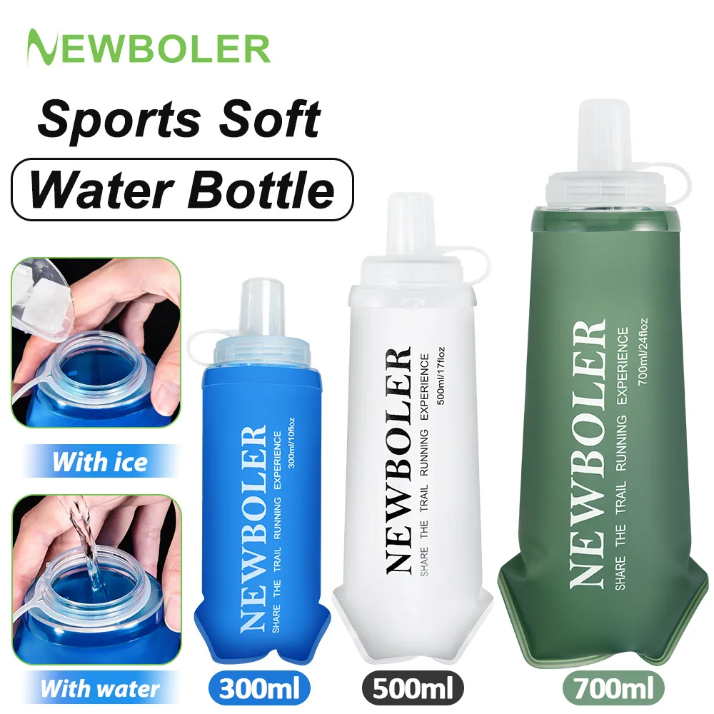 NEWBOLER TPU Outdoor Sport Klappbare Weiche Flasche Trinken Tragbare Wasserflasche für Laufen Camping Wandern Fahrrad Fitness Wasserbeutel Image