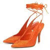 Sommer Strass 10cm High Heel Sandalen Frauen Party Hochzeit Braut Schuhe große 34-43 rot orange blau