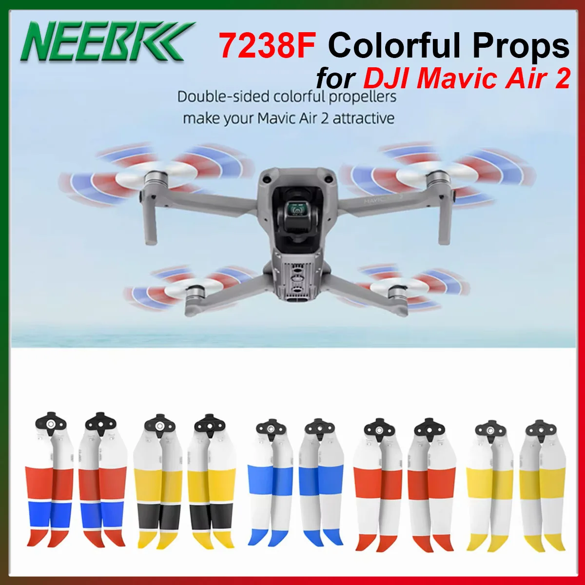 4PCS 7238F Geräuscharm Bunte Propeller für DJI Mavic Air 2 AIR 2S Flügel Fan Quick Release Prop Drone ersatz Zubehör Image