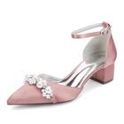 Hanfike Womens Girls Wedding Party Shoes Low Heel Formal Prom Pumps J336 Pearls Pink UK 9