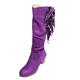 Women's Ankle Boots with High Heel Block Heel Platform Boots Fashion Tassels Long Shaft Boots with Side Zip Women Casual Smart Party Dance Shoes Boots High Quality, purple, 8.5 UK
