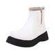 Platform Ankle Boots Women's Winter Boots in White/Black Everyday Ultra Comfortable Barefoot Shoes Teenagers Fashion Versatile School Shoes Flat Shoes for Heat and Comfort Best Fitting, White, 7 UK
