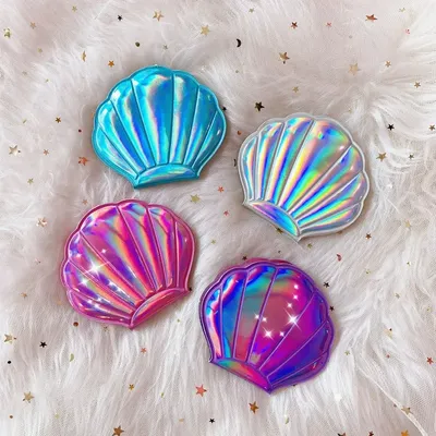 1PC Color Shell Shape Makeup Mirror 2X Magnifying Mirror Double Sided Makeup Mirror Travel Beauty Cosmetic Tool