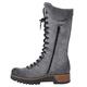 ARtray Western Boots Women's Lace-Up Ankle Boots Half Height Boots Plus Size Winter Boots Fashion High Boots with Side Zip Shock Absorption and Back Bounce Outdoor Hiking Shoes Walking Shoes, gray, 5