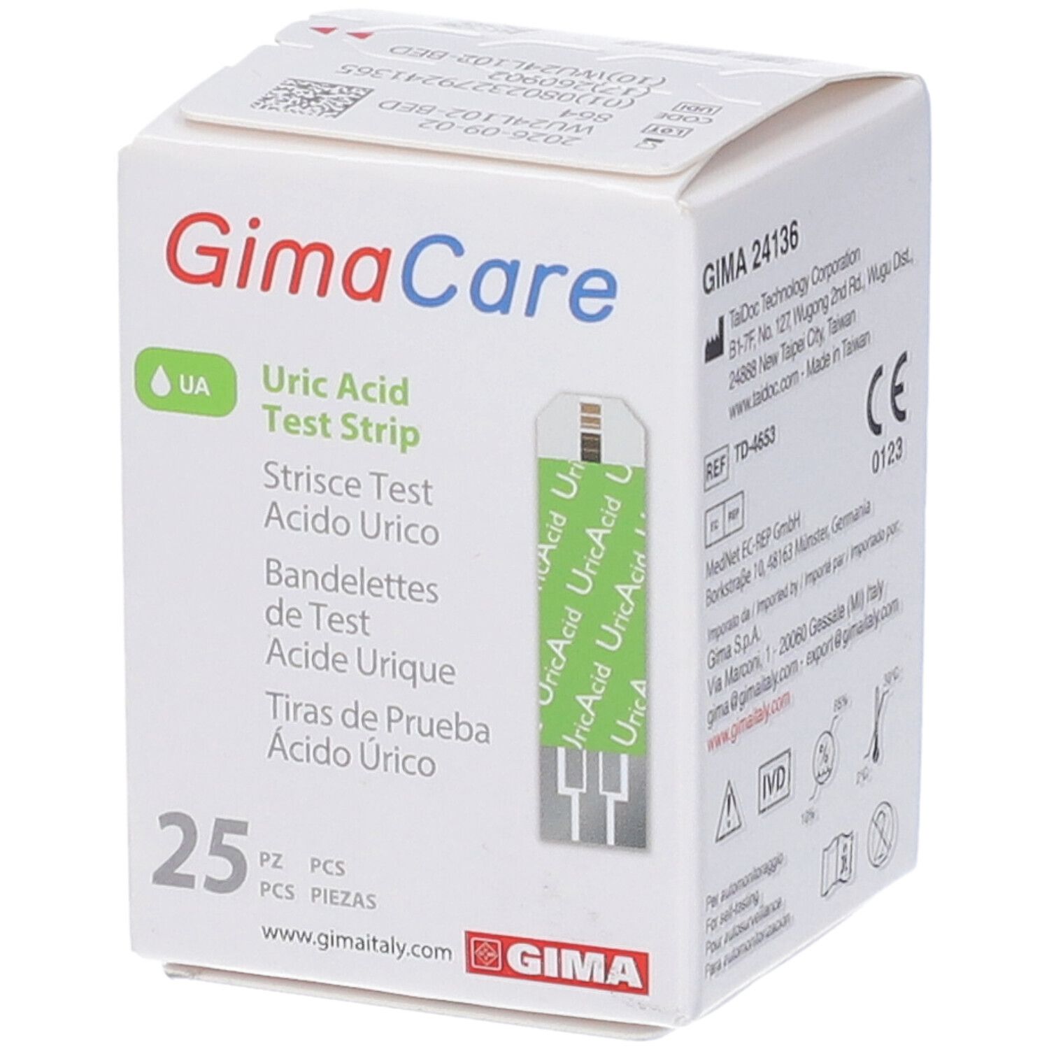 GIMA Strisce Acido Urico In Flaconcino Per Monitor Multiparametrico Gi