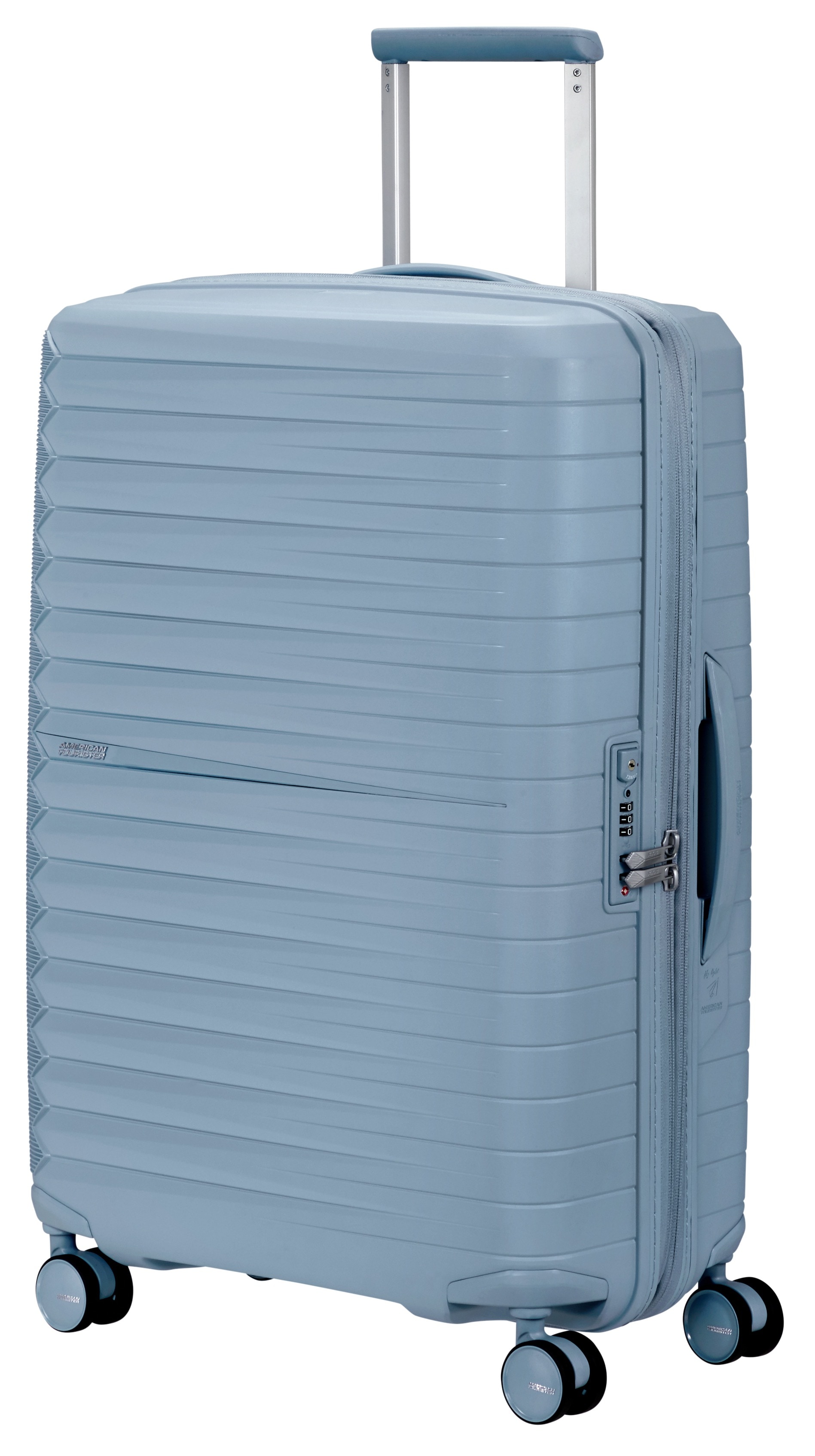 Hartschalen-Trolley AMERICAN TOURISTER "FASTFORWARD, verschiedene Größen und Farben", Gr. B/H/T: 46 x 68 x 26 67, blau (steel blau), Polypropylen, unifarben, Koffer, Hartschalen-Koffer personalisierbar TSA-Schloss Volumenerweiterung Image