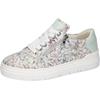 Plateausneaker WALDLÄUFER "H-TAMIRA", Damen, Gr. 4,5 (37,5), sanftes weiß, mint multi, Nubukleder, Nappaleder, geblümt, metallic, casual, Schuhe, Schnürschuh, Halbschuh, Komfortschuh, bequeme H-Weite