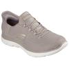 Slip-On Sneaker SKECHERS "SUMMITS-CLASSY NIGHT", Damen, Gr. 36, grau (taupe, goldfarben), Textil, sportlich, Schuhe, Slipper, Freizeitschuh mit komfortabler Heel Pillow Funktion