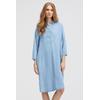 Sommerkleid SMITH & SOUL, Damen, Gr. XL, US-Größen, blau (denim), Material: 100% Lyocell, bestickt, casual, regular fit Midi, hoch geschlossener Ausschnitt, 3/4-Ärmel mit Riegel Umschlagbund, Kleider, mit Taschen