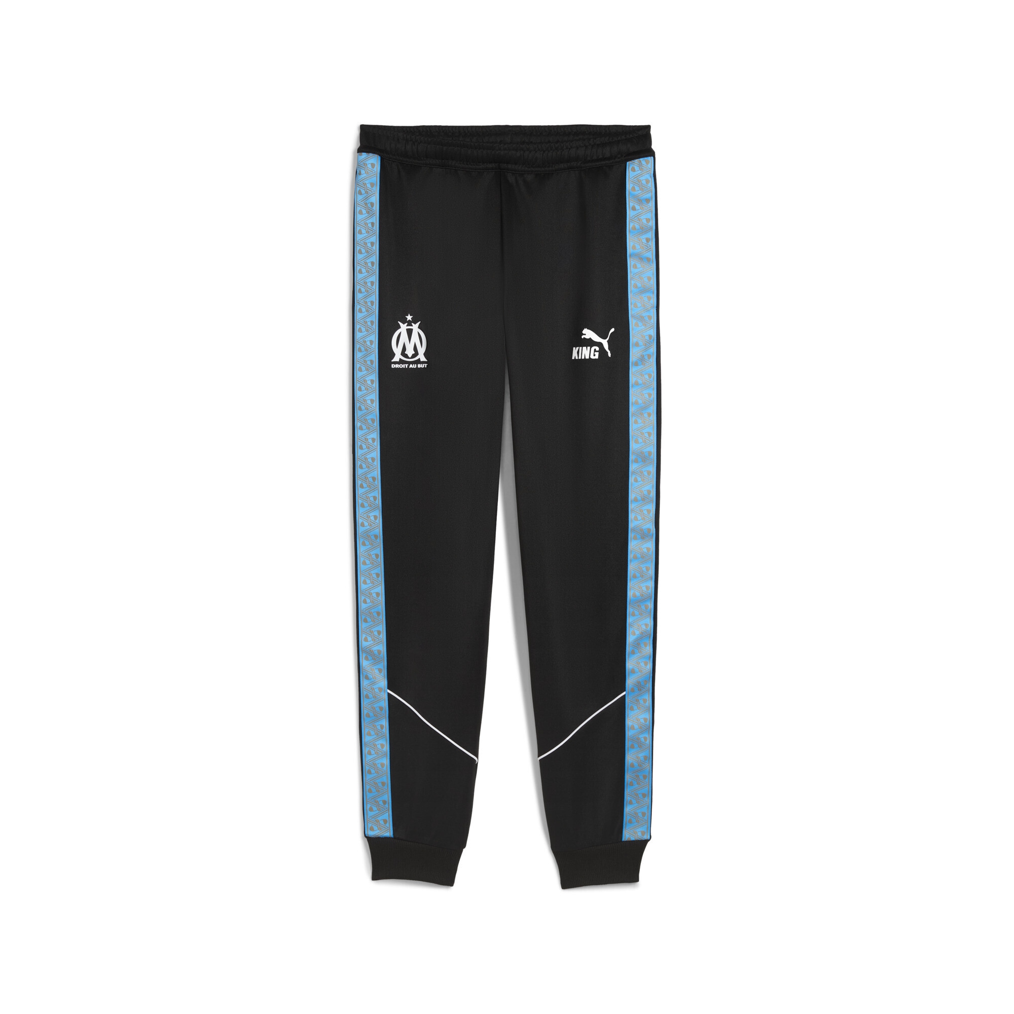 Sporthose PUMA "Olympique de Marseille KING Anthem Hose Herren", Herren, Gr. XS, blau (schwarz bleu azur blau), Obermaterial: 63% Polyester, 37% Baumwolle; Taschenfutter: 100% Polyester; Rippe: 93% Polyester, 7% Elasthan; Besatz: 100% Polyester,... Image