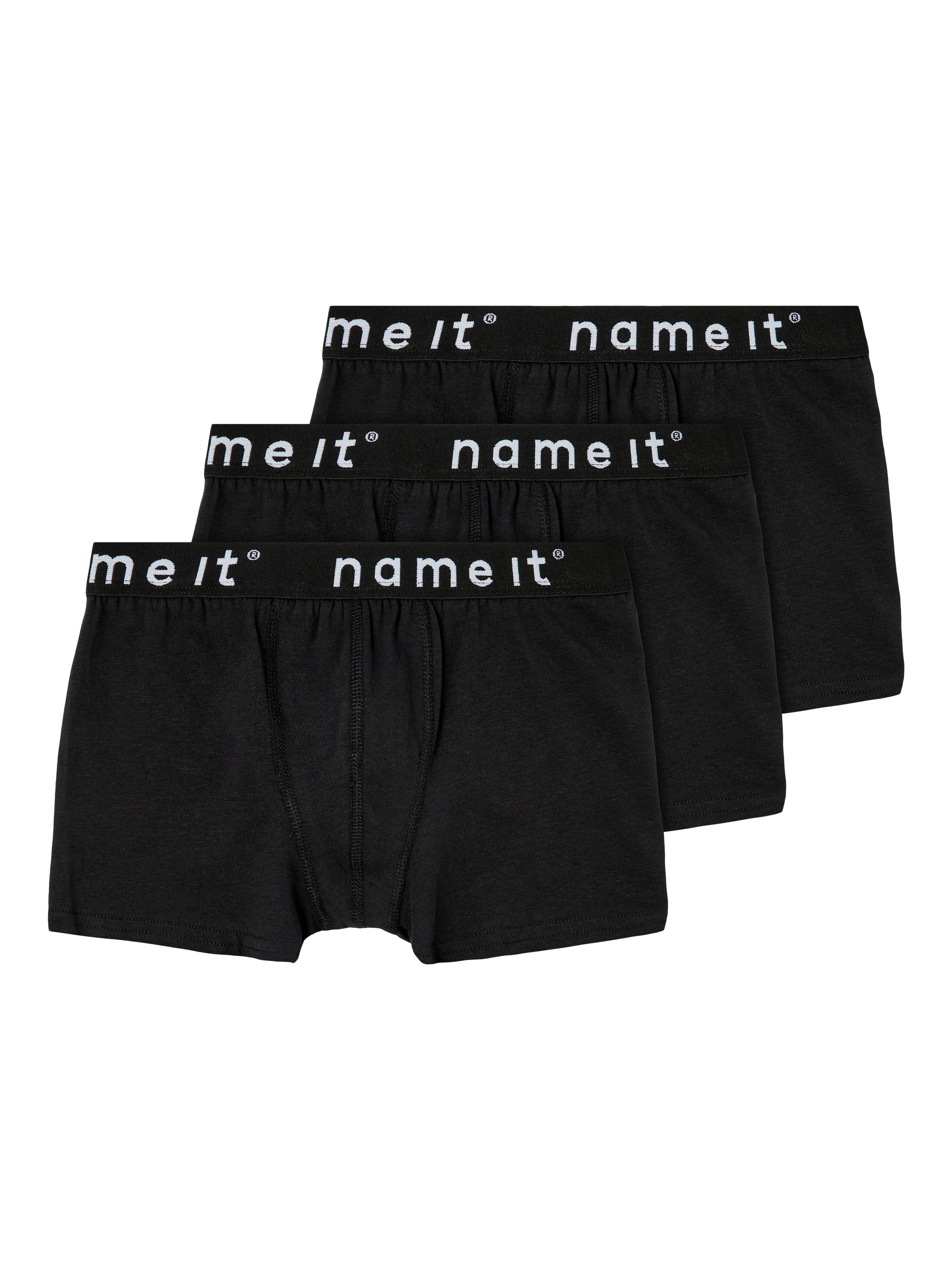 Trunk NAME IT "NKMBOXER 3P NOOS", Kinder, Gr. 104, schwarz, Jersey, Obermaterial: 95% Baumwolle, 5% Elasthan, unifarben, eng, Unterhosen Image