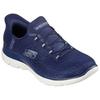 Slip-On Sneaker SKECHERS "SUMMITS-CLASSY NIGHT", Damen, Gr. 39, silber (navy, silberfarben), Textil, sportlich, Schuhe, Slipper, Freizeitschuh mit komfortabler Heel Pillow Funktion