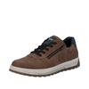 Sneaker RIEKER, Herren, Gr. 45, bunt (braun, dunkelblau), Nubuklederimitat, unifarben mit Farbeinsatz, sportlich, Schuhe, Freizeitschuh, Halbschuh, Schnürschuh mit Kontrastbesatz