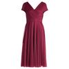 Cocktailkleid VERA MONT "Vera Mont Damen Cocktailkleid im Glitzer-Look", Damen, Gr. 44, Normalgrößen, rot (rot, grau), Netz, Obermaterial: 100% Polyester. Futter: 100% Polyester., elegant, ausgestellt kurz, V-Ausschnitt, Halbarm, Kleider, Stoff