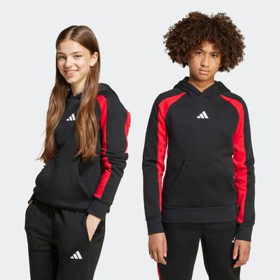 Kapuzensweatshirt ADIDAS SPORTSWEAR "J CB FL HD", Kinder, Gr. 140, schwarz, pure ruby, weiß, Obermaterial: 55% Baumwolle, 36% Polyester, 9% Viskose, sportlich, Sweatshirts Image
