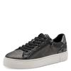 Plateausneaker TAMARIS, Damen, Gr. 39, silber (altsilberfarben), Lederimitat, Textil, Synthetik, Glitzer, metallic, animal-print, sportlich, Schuhe, Freizeitschuh, Halbschuh, Schnürer mit Besätzen und Glitzerdetails