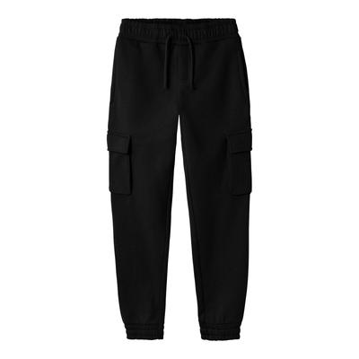 Sweathose NAME IT "NKMOLLIE CARGO PANT BRU NOOS", Jungen, Gr. 164, N-Gr, schwarz, Sweatware, Obermaterial: 60% Baumwolle, 40% Polyester, unifarben, casual, loose fit, Hosen Image