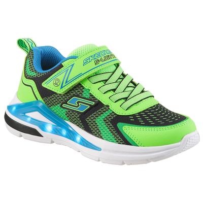Sneaker SKECHERS "TRI-NAMICS", Kinder, Gr. 35, schwarz (limette, schwarz), Textil, Lederimitat, kontrastfarbene Details, sportlich, Schuhe, Klettschuh mit Gummizug, Größenschablone zum Download Image