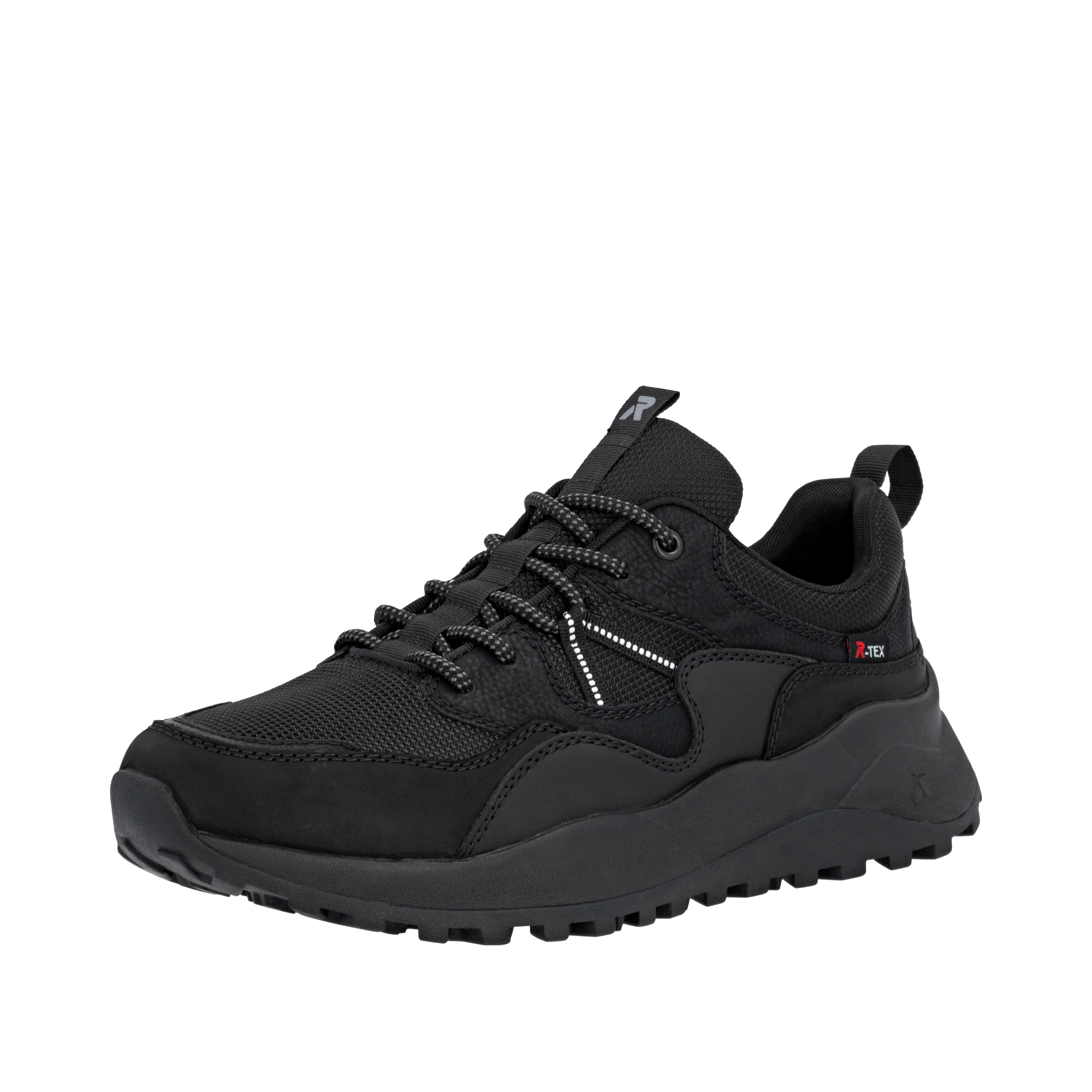 Sneaker RIEKER SPORT, Herren, Gr. 45, schwarz, Lederimitat, unifarben, Sportlich, Schuhe, Outdoorschuh, Schnürschuh mit wasserabweisender TEX-Membran Image