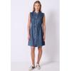 Midikleid STREET ONE STUDIO, Damen, Gr. 46, EURO-Größen, mid blau soft washed, Jeans, 100% Lyocell, unifarben, casual, normal knielang, Rundhals, ohne Ärmel Rüschen, Kleider, aus Lyocell