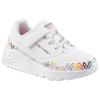 Sneaker SKECHERS "UNO LITE", Kinder, Gr. 29, bunt (weiß, multi), Lederimitat, kontrastfarbene Details, sportlich, Schuhe, Klettschuh mit bunten Herzen, Größenschablone zum Download
