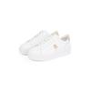 Plateausneaker TOMMY HILFIGER "PLATFORM COURT SNEAKER METALLICS", Damen, Gr. 41, weiß, Leder, sportlich, Schuhe, Freizeitschuh, Halbschuh, Schnürschuh mit TH-Logo