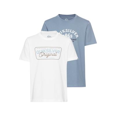 T-Shirt QUIKSILVER "BOWNESHORT SLEEVE SHORT SLEEVE TEE PACK YTH", Kinder, Gr. 16 (170/176), shadow blau, weiß, Obermaterial: 100% Baumwolle, sportlich, Kurzarm, Shirts Image