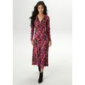 Maxikleid ANISTON SELECTED, Damen, Gr. 38, N-Gr, orange, rot, lila, schwarz, Single Jersey, Jersey, Obermaterial: 95% Viskose, 5% Elasthan, bedruckt, gemustert, feminin, figurumspielend knöchelfrei, V-Ausschnitt, Langarm, Kleider, mit V-Ausschnitt...