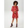 Minikleid ANISTON CASUAL, Damen, Gr. 44, N-Gr, bordeaux, rot, orange, beige, rosa, braun, schwarz, weiß, Georgette, Obermaterial: 100% Polyester, bedruckt, gemustert, modisch, figurumspielend kniefrei, Rundhals, Langarm, Kleider, mit...