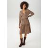 Jerseykleid ANISTON CASUAL, Damen, Gr. 48, N-Gr, beige, braun, sand, Single Jersey, Obermaterial: 95% Viskose, 5% Elasthan, gemustert, bedruckt, casual, figurumspielend kniefrei, V-Ausschnitt, Langarm, Kleider, mit farbharmonischem Retro-Muster -...