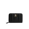 Geldbörse TOMMY HILFIGER "TH FEMININE MED ZA", schwarz, Lederimitat, unifarben, elegant, Kleinlederwaren, Damen Geldbeutel, Portemonnai mit TH-Schmuckelement