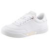 Plateausneaker TOMMY HILFIGER "ESSENTIAL CHIC COURT SNEAKER", Damen, Gr. 37, weiß, Nappaleder, sportlich, Schuhe, Freizeitschuh, Halbschuh, Schnürer, goldfarbenen Details im Plateau