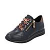 Keilsneaker REMONTE, Damen, Gr. 45, gold (schwarz, goldfarben), Leder, Lederimitat, unifarben mit Farbeinsatz, sportlich, Schuhe, Schnürschuh, Halbschuh, Freizeitschuh mit seitlichem Reißverschluss
