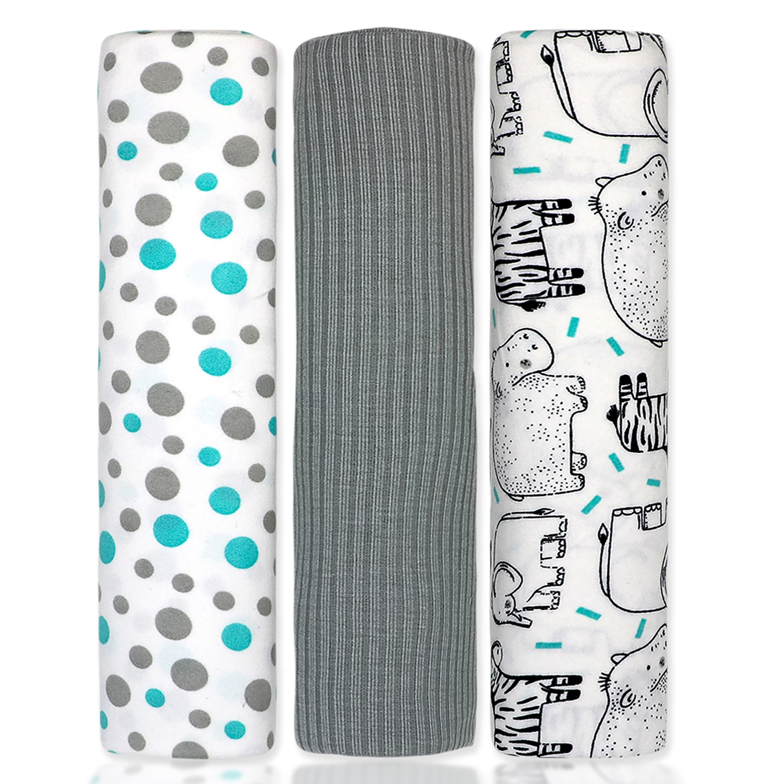 Baby Boys and Baby Girls 3 Piece Knit Swaddle Blankets