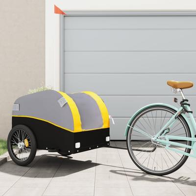 TEMU Bicycle Trailer Black And Yellow 45 Kg Iron, Versatile Heavy-duty Design With Safety Flag Image