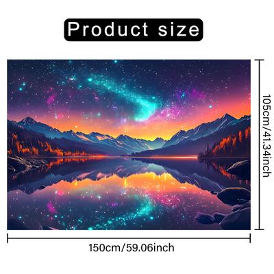 TEMU Uv Black Light Reactive Lakeside - Fluorescent Backdrop Banner For Parties, Home Decor & Photo Walls - Polyester Wall Art