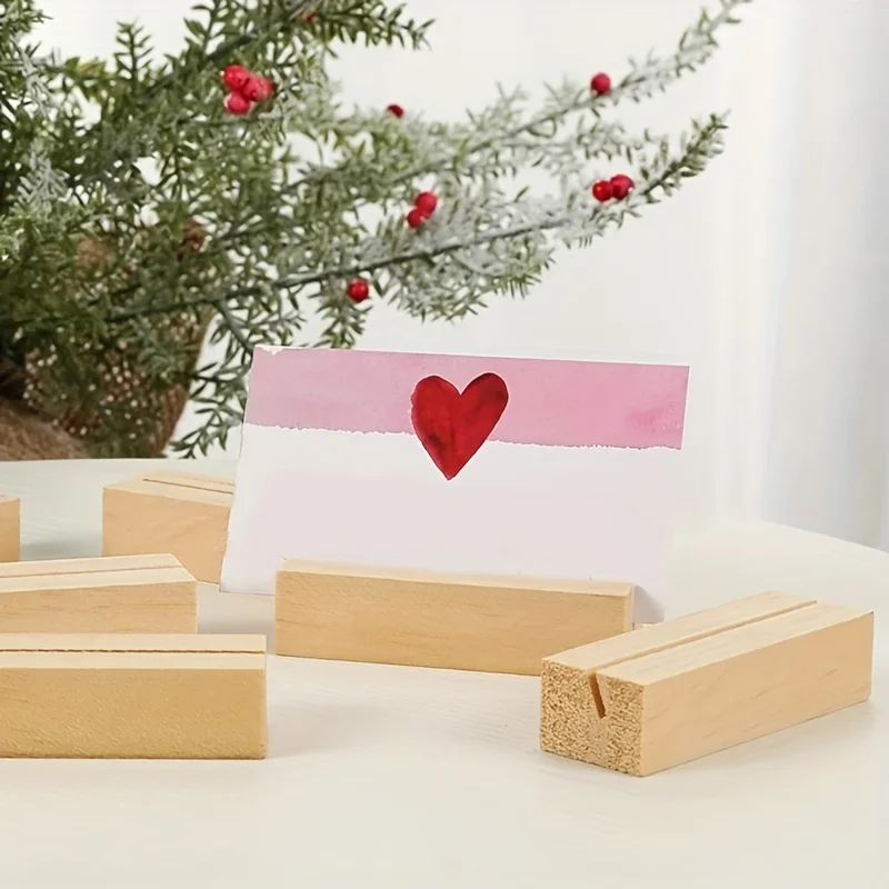10 stücke Karten halter Holz rutsch feste Tisch nummer Inhaber rustikale Mini Memo Karte Tisch Stand Desktop-Dekoration für Hochzeit Geburtstag