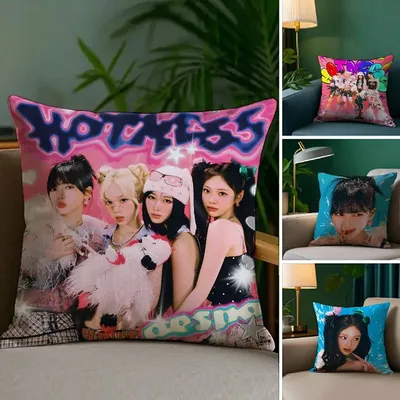 A-AespaS-K-karina Kpop Girl Kissenbezug, Plüschstoff, weicher doppelseitiger Druck, Sofa-Kissenbezug, Überwurf-Kissenbezüge Image