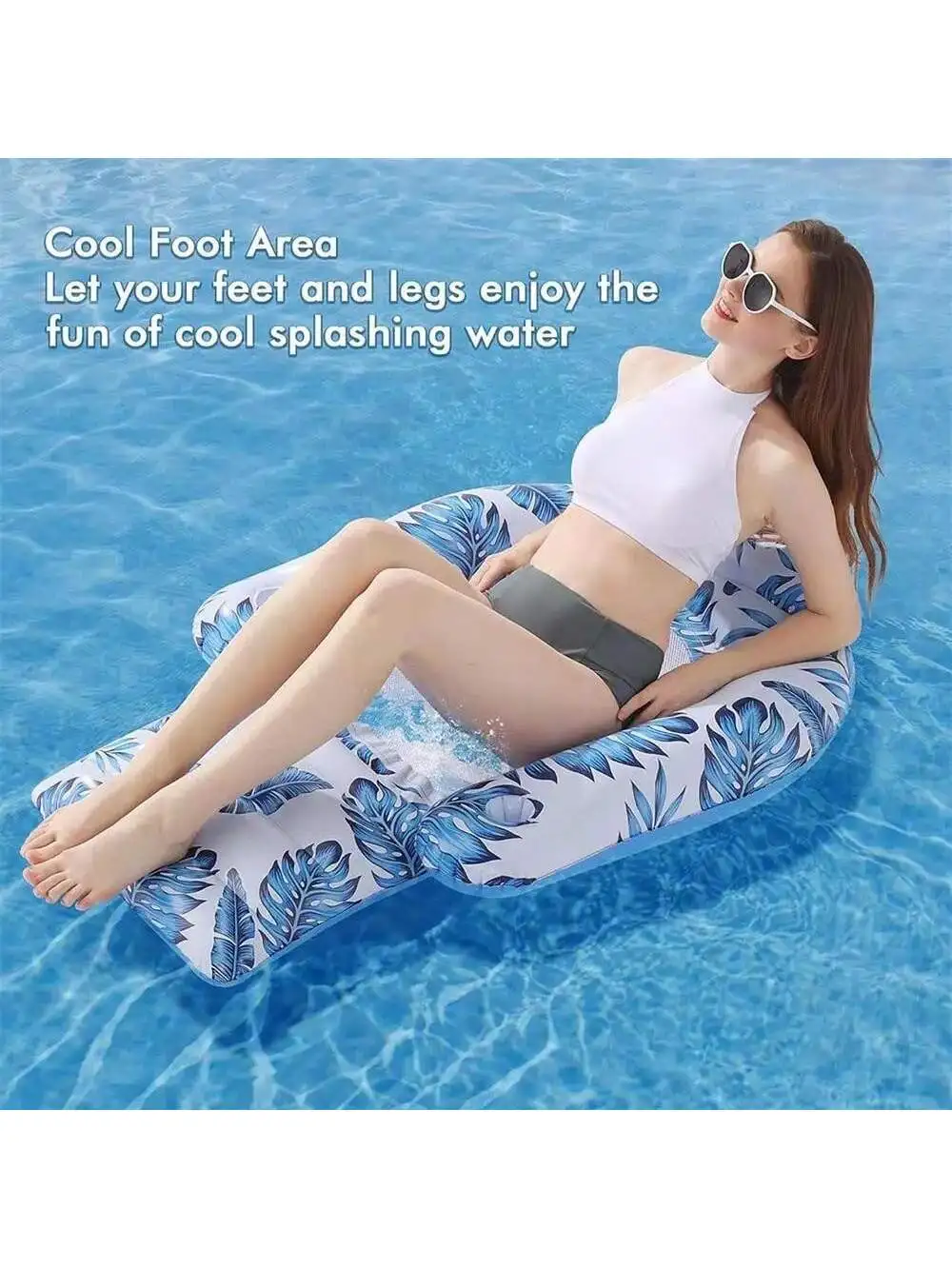 1Pc Sommer Lustige Unterhaltung Pool Party Aufblasbare Schwimm Stuhl Sofa Schwimm Reihe Große Rückenlehne Wasser Mesh Boden Schwimm Image