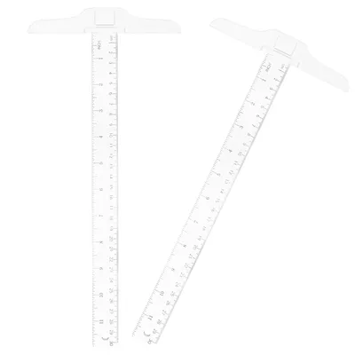 2pcs T-Square Ruler Measuring Drafting Double Scale Precision Plastic Engineer Student Accessories